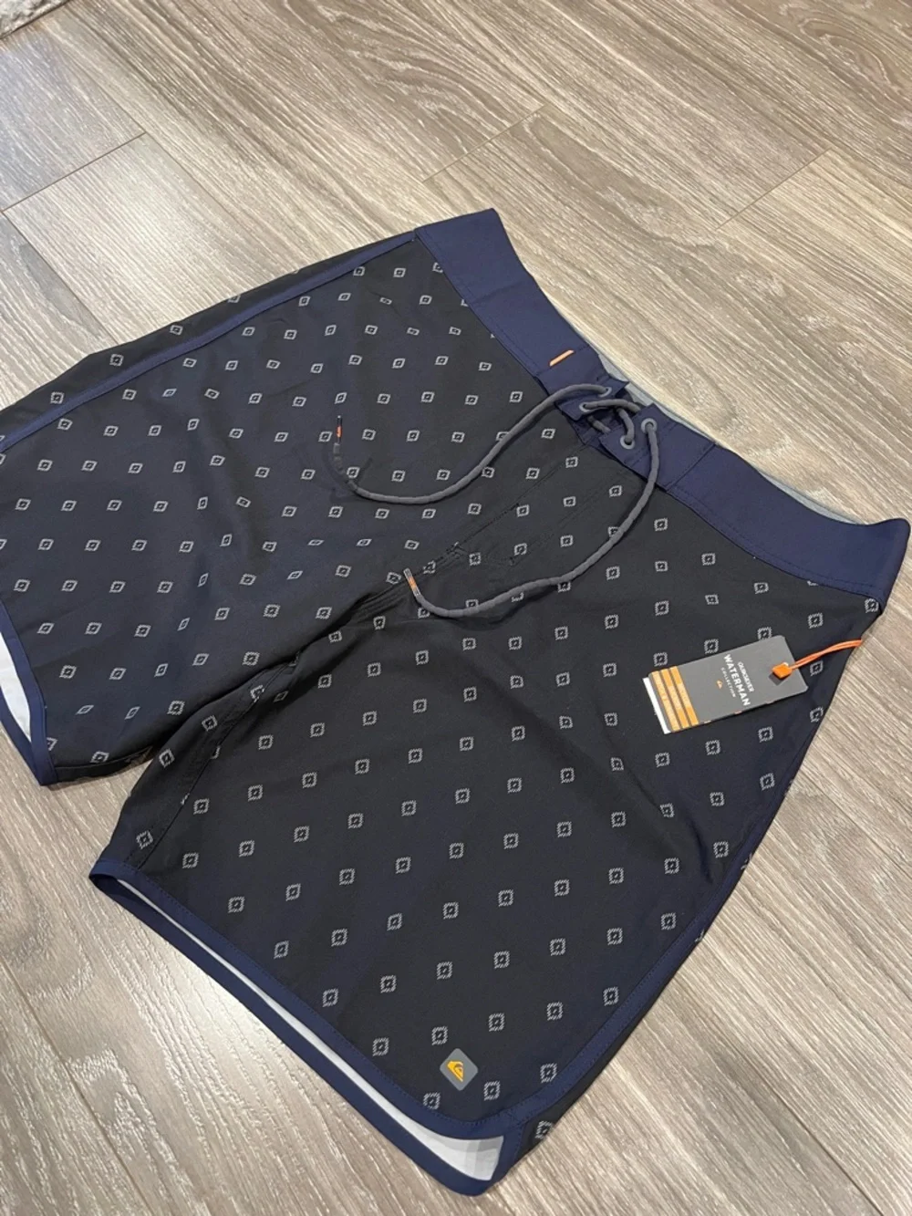 Quiksilver Navy Diamond-Print Board Shorts Waterman Collection